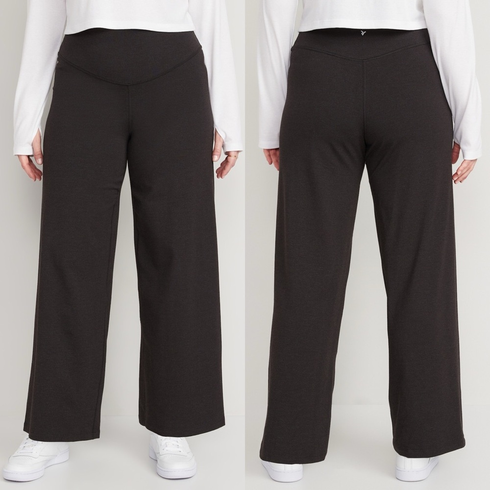 Old Navy Extra High Rise Wide Leg Go Dry Black Leggings Womens Size 3X Pants - Picture 2 of 14